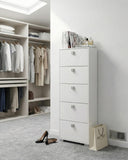 Scarpiera Ornella - 5 ante a ribalta – Mobile portascarpe compatto bianco - 65x185x18 cm - 15 paia - doomostore