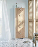 Scarpiera Ornella - 5 ante a ribalta – Mobile portascarpe compatto bianco con ante virginia - 65x185x18 cm - 15 paia - doomostore