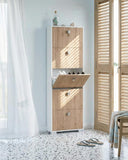 Scarpiera Ornella - 5 ante a ribalta – Mobile portascarpe compatto bianco con ante virginia - 65x185x18 cm - 15 paia - doomostore