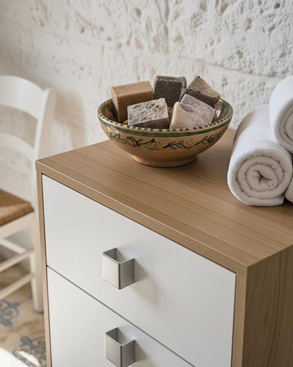 Mobile contenitore Lena - Mobile bagno multiuso 1 anta e 1 cassetto - Struttura virginia e anta bianca - Ripiano regolabile incluso - 46x35x80 cm - doomostore