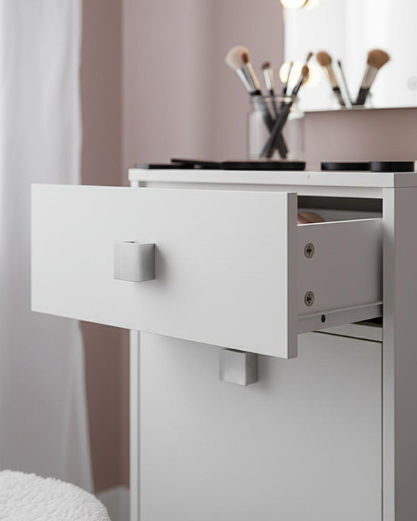 Mobile contenitore Lena - Mobile multiuso 1 anta e 1 cassetto - Struttura bianco - Ripiano regolabile incluso - 46x35x80 cm - doomostore