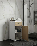 Mobile contenitore Lena - Mobile bagno multiuso 1 anta e 1 cassetto - Struttura bianca e anta virginia - Ripiano regolabile incluso - 46x35x80 cm - doomostore