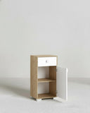 Mobile contenitore Lena - Mobile bagno multiuso 1 anta e 1 cassetto - Struttura virginia e anta bianca - Ripiano regolabile incluso - 46x35x80 cm - doomostore