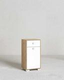 Mobile contenitore Lena - Mobile bagno multiuso 1 anta e 1 cassetto - Struttura virginia e anta bianca - Ripiano regolabile incluso - 46x35x80 cm - doomostore