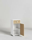 Mobile contenitore Lena - Mobile bagno multiuso 1 anta e 1 cassetto - Struttura bianca e anta virginia - Ripiano regolabile incluso - 46x35x80 cm - doomostore