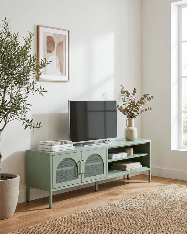 Mobile TV Elisse STREAM - Menta - Mobile TV Moderno in metallo verniciato - 2 Ante - doomostore
