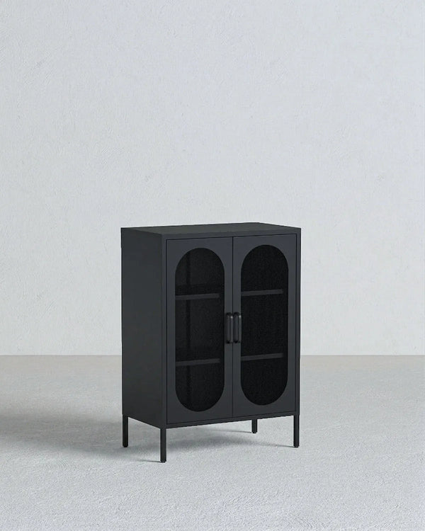 Credenza Elisse SOUL - Nero - Vetrina Moderna in metallo verniciato - 2 Ante - doomostore