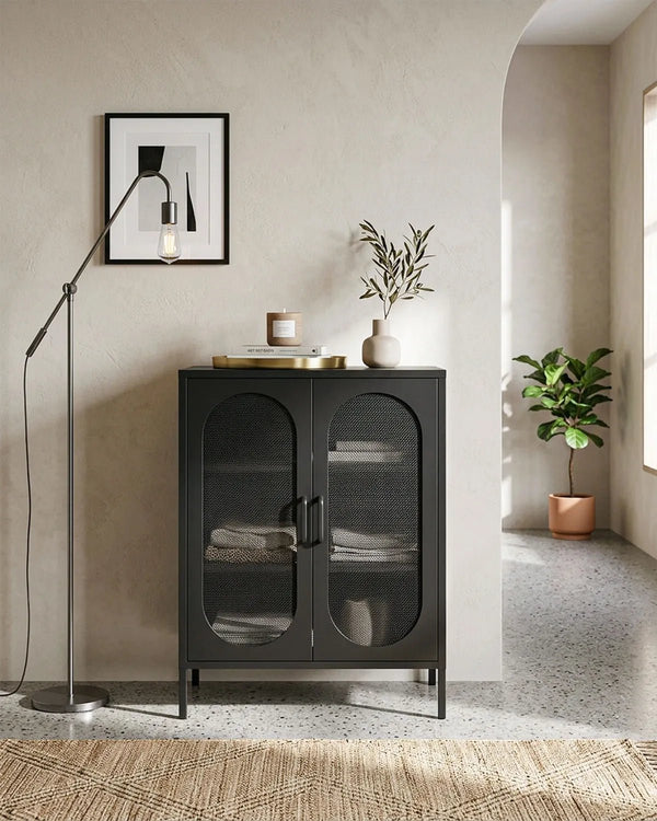 Credenza Elisse SOUL - Nero - Vetrina Moderna in metallo verniciato - 2 Ante - doomostore