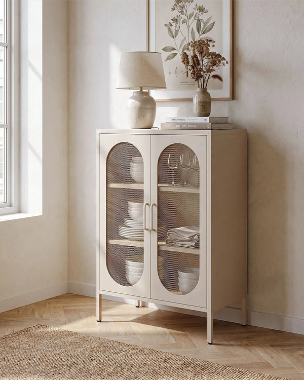 Credenza Elisse SOUL - Tortora - Vetrina Moderna in metallo verniciato - 2 Ante - doomostore