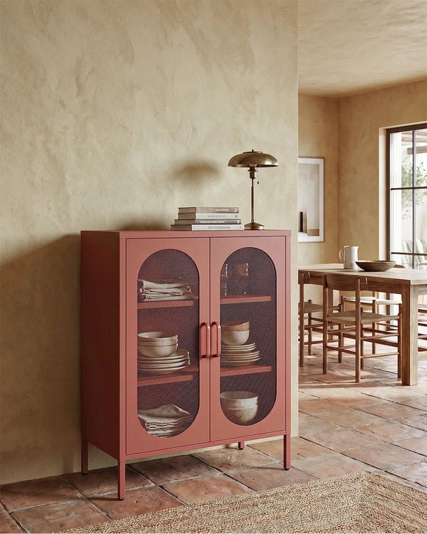 Credenza Elisse SOUL - Terracotta - Vetrina Moderna in metallo verniciato - 2 Ante - doomostore