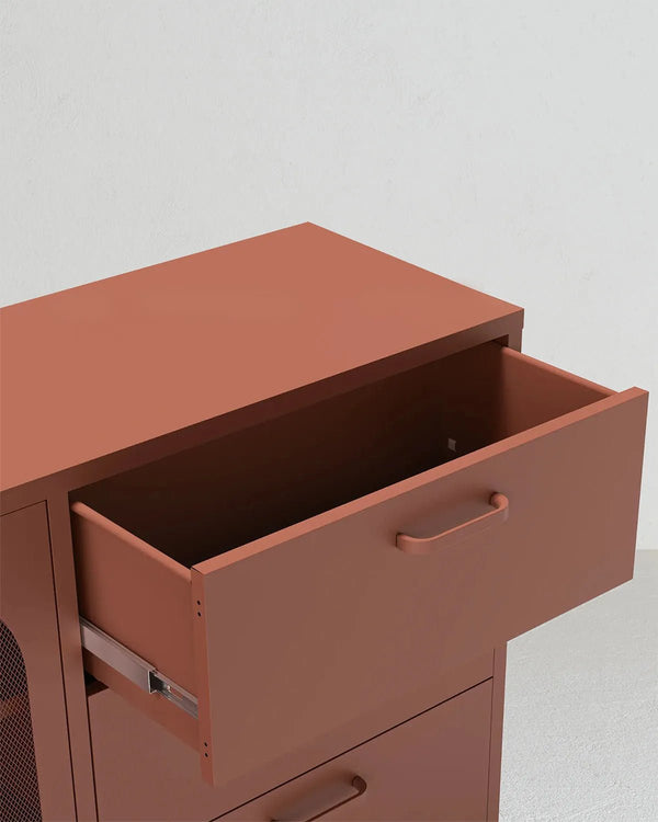 Madia Elisse HARMONY - Terracotta - Madia Moderna in metallo verniciato - 2 Ante 3 Cassetti - doomostore