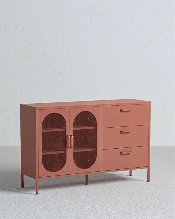 Madia Elisse HARMONY - Terracotta - Madia Moderna in metallo verniciato - 2 Ante 3 Cassetti - doomostore