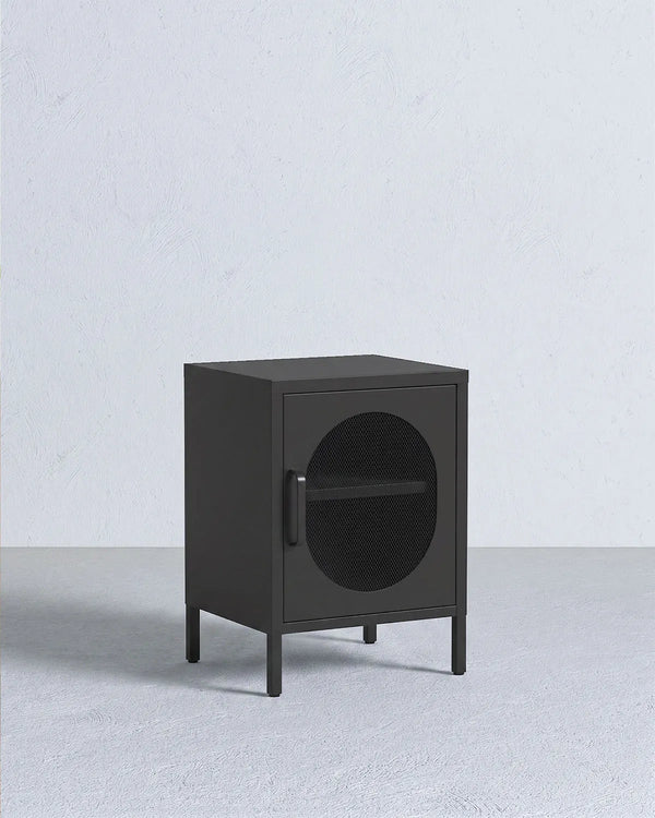 Comodino Elisse GLOW - Nero - Comodino Moderno in metallo verniciato - 1 Anta - doomostore