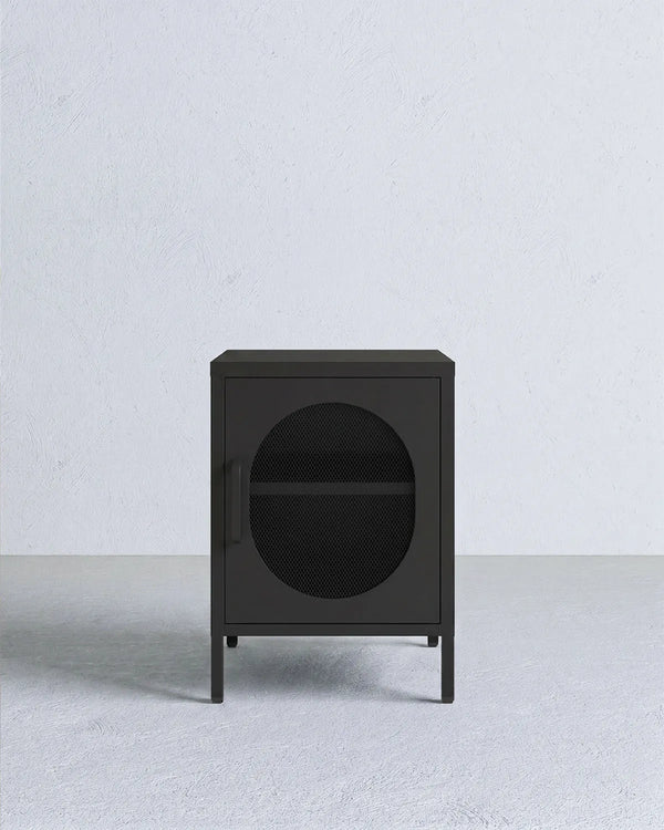 Comodino Elisse GLOW - Nero - Comodino Moderno in metallo verniciato - 1 Anta - doomostore