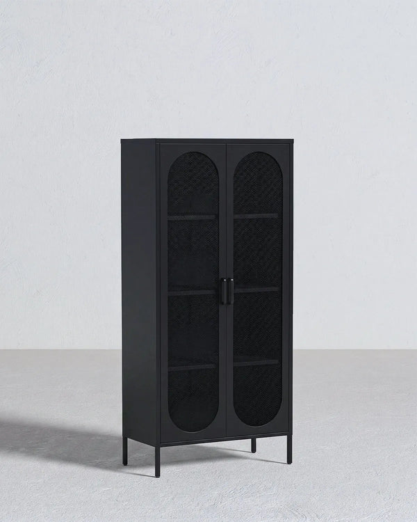 Vetrina Elisse OBELISK - Nero - Vetrina Moderna in metallo verniciato - 2 Ante - doomostore