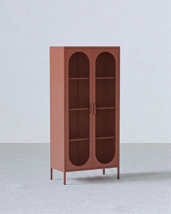 Vetrina Elisse OBELISK - Terracotta - Vetrina Moderna in metallo verniciato - 2 Ante - doomostore