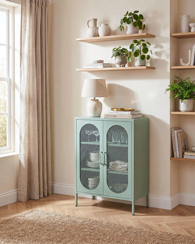 Credenza Elisse SOUL - Menta - Vetrina Moderna in metallo verniciato - 2 Ante