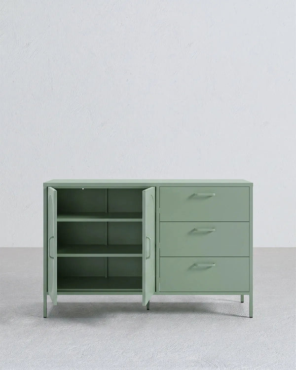 Madia Elisse HARMONY - Menta - Madia Moderna in metallo verniciato - 2 Ante 3 Cassetti - doomostore