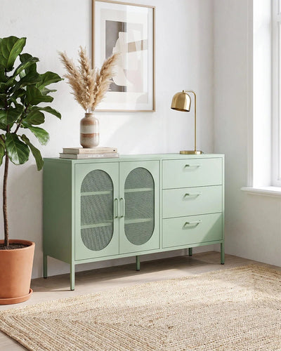Madia Elisse HARMONY - Menta - Madia Moderna in metallo verniciato - 2 Ante 3 Cassetti