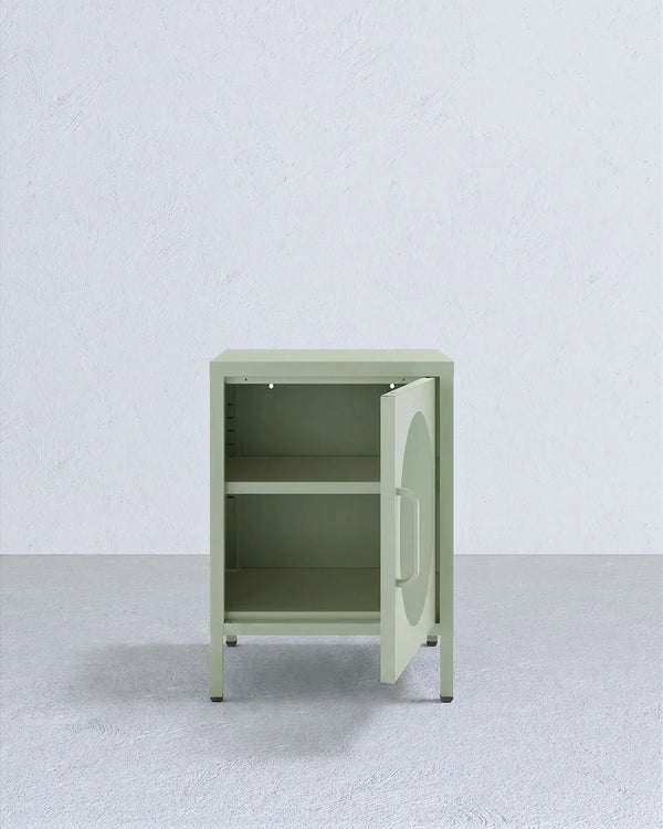 Comodino Elisse GLOW - Menta - Comodino Moderno in metallo verniciato - 1 Anta - doomostore