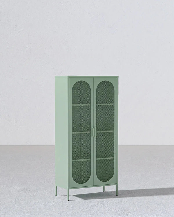 Vetrina Elisse OBELISK - Menta - Vetrina Moderna in metallo verniciato - 2 Ante - doomostore