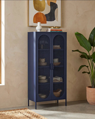 Vetrina Elisse OBELISK - Blu scuro - Vetrina Moderna in metallo verniciato - 2 Ante