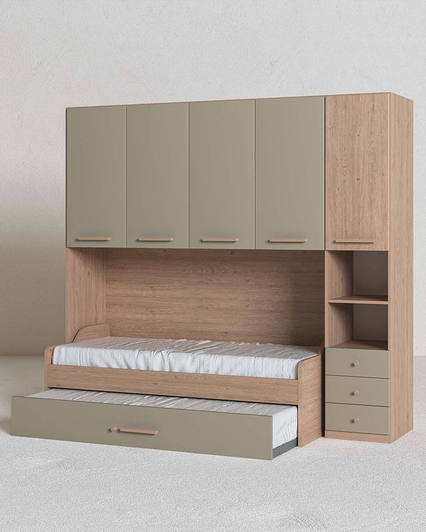 Cameretta a ponte Elena, L.247cm h.230 P.92, in 36 colori, possibilità di acquisto solo armadio a ponte - doomostore