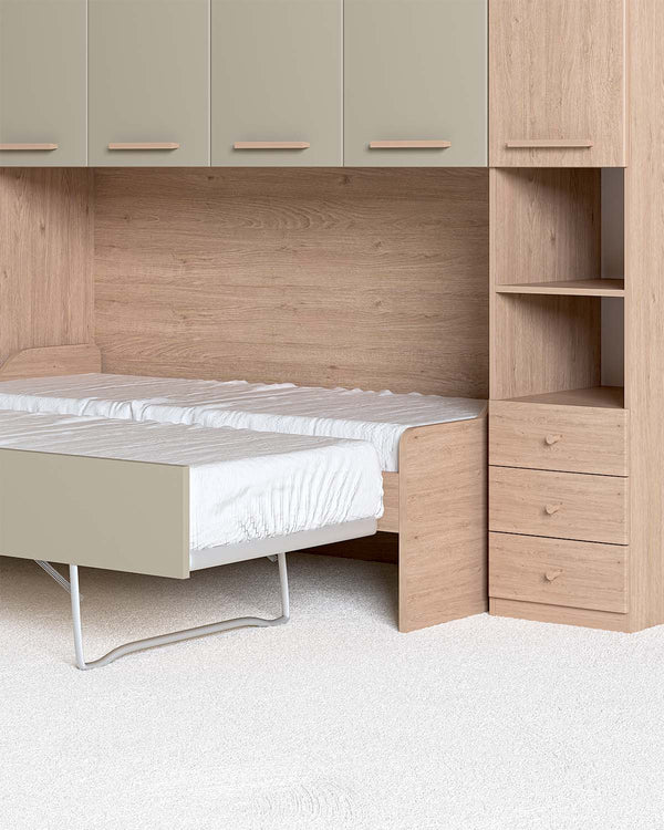 Cameretta a ponte Elena, L.247cm h.230 P.92, in 36 colori, possibilità di acquisto solo armadio a ponte - doomostore