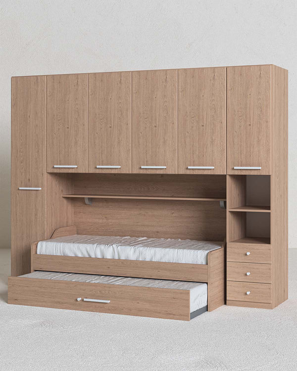 Cameretta a ponte Erianthe, L.290cm h.230, in 36 colori, possibilità di acquisto solo armadio a ponte - doomostore