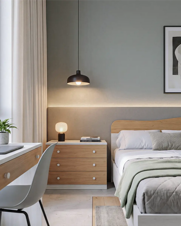 Cameretta Completa Fabri - Betulla/Virginia per ragazzi e bambini - Scrittoio Genius - Letto Fly contenitore - Armadio Zamia - Comodino Silenzio