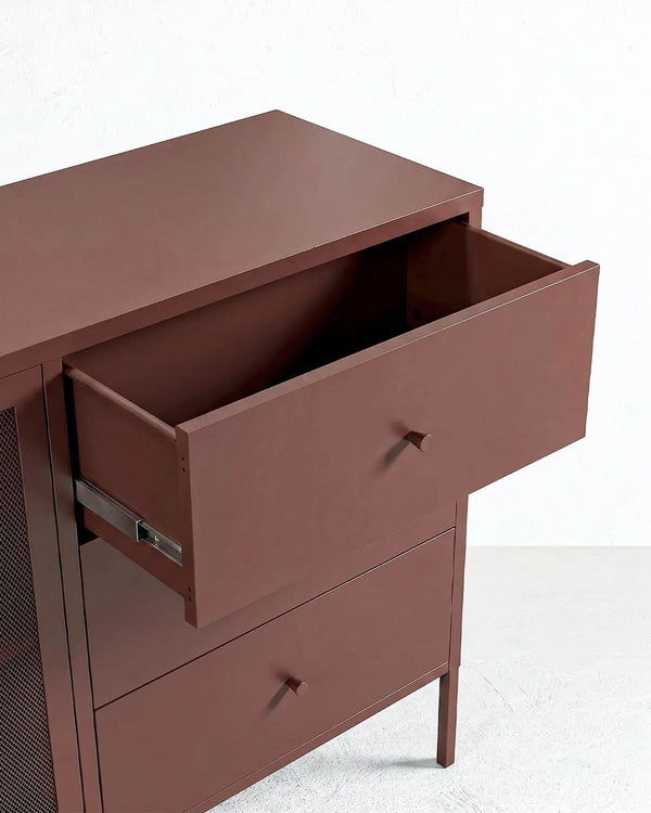 Madia Trama COMBO - Rame - Credenza Moderna in metallo verniciato - 2 Ante 3 Cassetti - doomostore