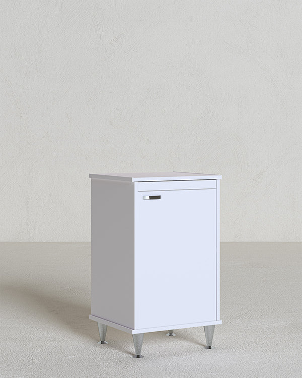Mobile lavanderia Flavi - 1 anta - Contenitore salvaspazio per bagno e lavanderia in resina pvc - Ripiano d'appoggio incluso - 45 x 85 x 50 cm - doomostore
