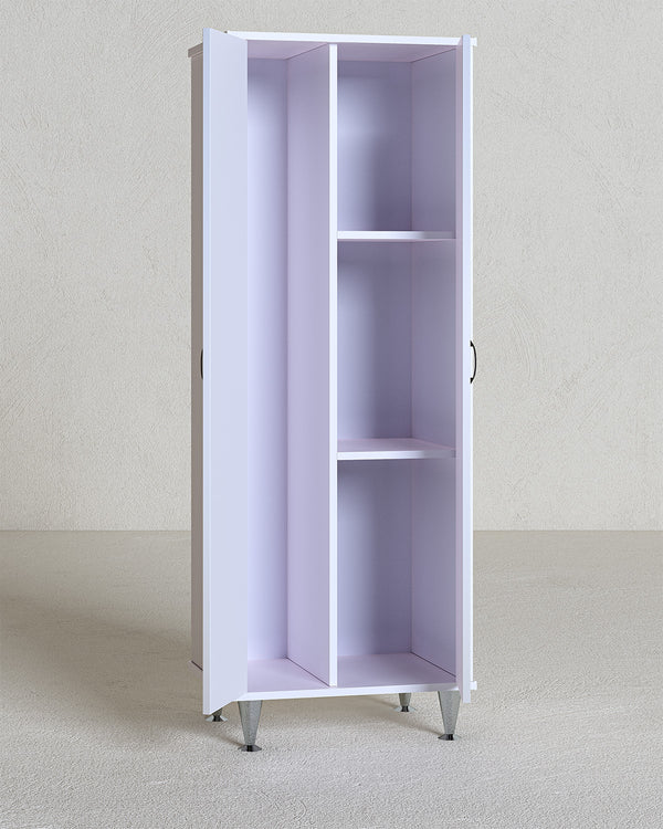 Armadio multiuso Italo 2 ante - Mobile portascopa salvaspazio in resina pvc - 3 ripiani interni e un vano portascope - 60 x 165 x 50 cm - doomostore