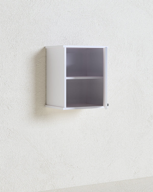Pensile lavanderia Ebe - 1 anta - Salvaspazio per bagno e lavanderia a muro in resina pvc - Ripiano incluso - 45 x 52 x 34 cm - doomostore