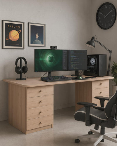 Scrivania PC Gamer 8 cassetti - Scrivania gaming e cameretta - 3 varianti dimensioni - Made in Italy