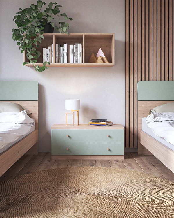 Comodino Nira - Mobile con 2 cassetti - 7 varianti colore personalizzabile - 90 L. x 41 H. x 38 P. - doomostore