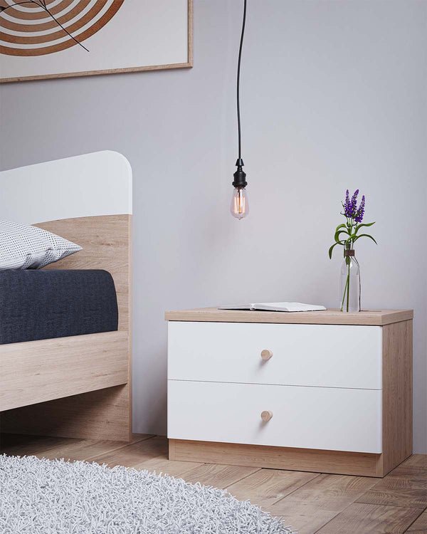 Comodino Zeno - Mobile con 2 cassetti - 7 varianti colore personalizzabile - 60 L. x 41 H. x 38 P. - doomostore