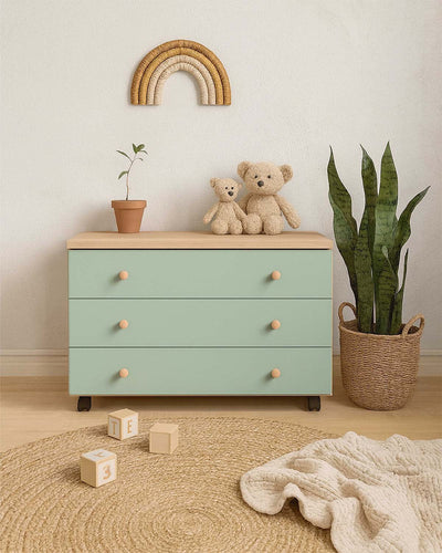 Comodino Ruvo - Mobile con 4 ruote - 3 cassetti - 7 varianti colore personalizzabile - 90 L. x 57 H. x 38 P.