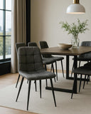 Sedia Jade - Sedia moderna in tessuto grigio - Struttura in metallo nero opaco - Design moderno - 1 pz - doomostore