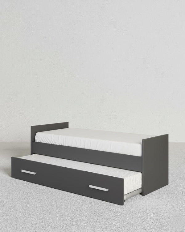 Letto attrezzato Jeff - Letto salvaspazio moderno per cameretta - Struttura antracite - Letto inferiore - Rete a doghe inclusa - doomostore