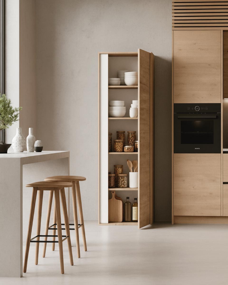 Armadio multiuso Joy - Dispensa salvaspazio con 4 ripiani regolabili - Struttura in virginia con finitura bianca - 60 L. x 176 H. x 35 P.