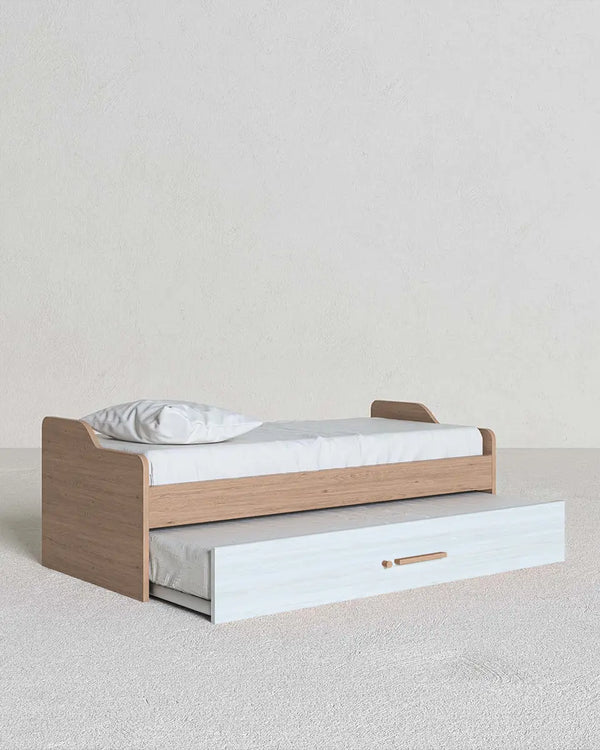 Cameretta Completa Rick - Virginia/Betulla per ragazzi e bambini - Scrittoio Modern - Letto Jonny - Armadio Monstera - Libreria Savora