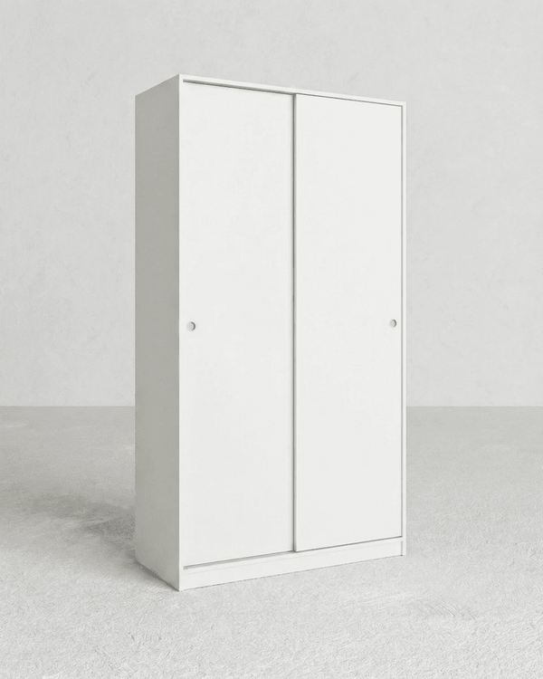 Armadio Cordova - Guardaroba scorrevole moderno - 2 ante - Struttura bianca lucida - 1 ripiano incluso - L. 100 x H. 204 x P. 50 cm - doomostore