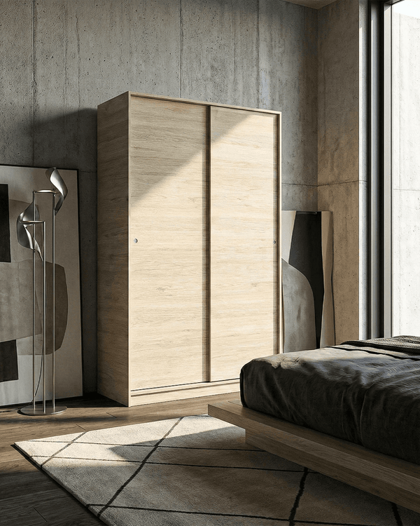 Armadio Girona - Guardaroba scorrevole moderno - 2 ante - Struttura Olmo - 1 ripiano incluso - L. 100 x H. 204 x P. 50 cm - doomostore
