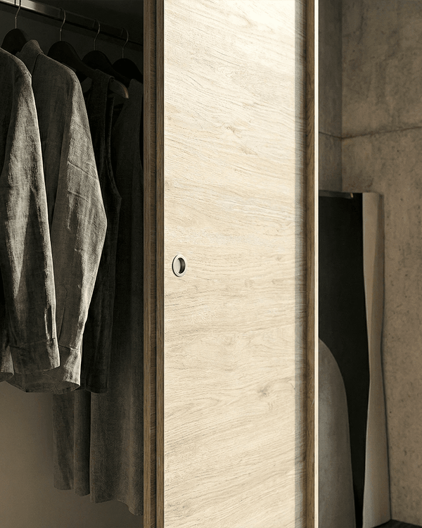 Armadio Girona - Guardaroba scorrevole moderno - 2 ante - Struttura Olmo - 1 ripiano incluso - L. 100 x H. 204 x P. 50 cm - doomostore