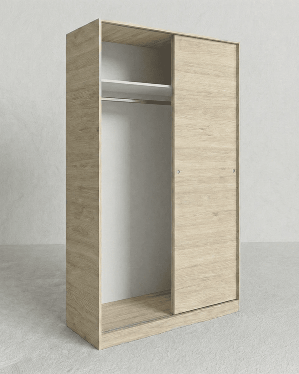 Armadio Girona - Guardaroba scorrevole moderno - 2 ante - Struttura Olmo - 1 ripiano incluso - L. 100 x H. 204 x P. 50 cm - doomostore