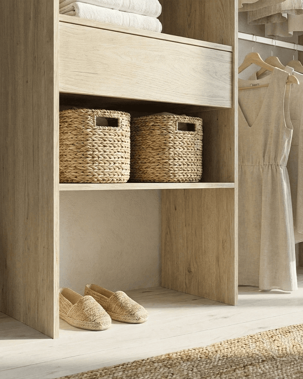 Armadio Bristol - Guardaroba a giorno - Struttura olmo - 4 ripiani e 1 cassetto inclusi - L. 110/160 x H. 187 x P. 40 cm - doomostore