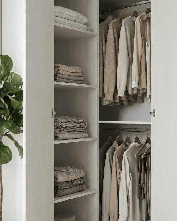 Armadio Michelle - Guardaroba ad angolo moderno - 2 ante - Struttura bianca - 5 ripiani inclusi - 90,5 x 184,2 x 92,5 cm - doomostore