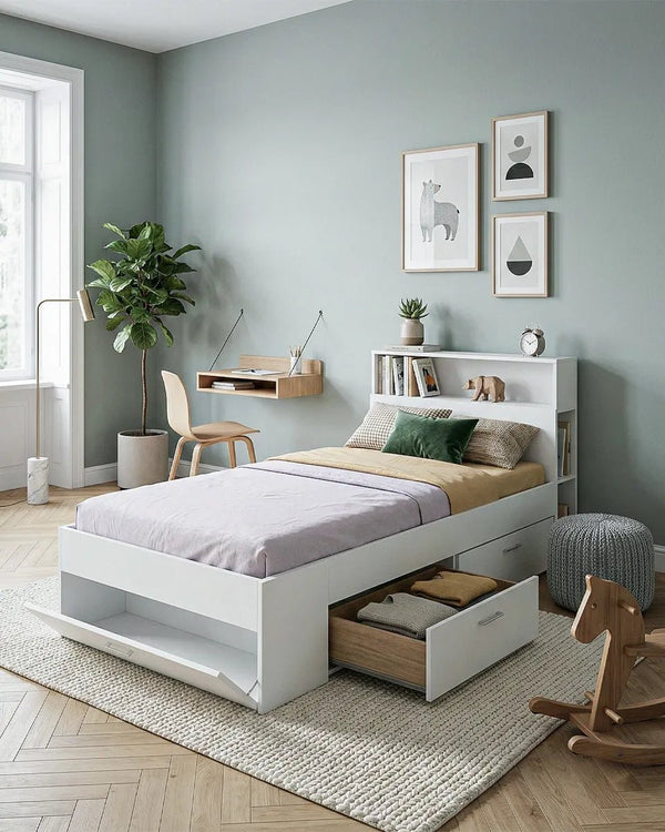 Letto attrezzato LUMERA - Letto contenitore moderno per cameretta - doomostore