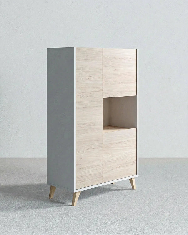 Mobile ASTRI – Cabinet Moderno 2 Ante con Vano a Giorno Bianco e Olmo - doomostore